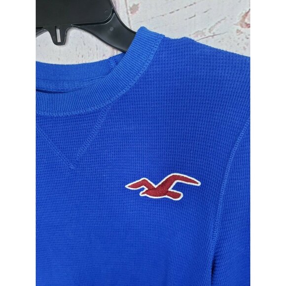 Hollister Blue Small Long Sleeve Crew Neck Shirt | Casual & Stylish Embroidered - Picture 7 of 12